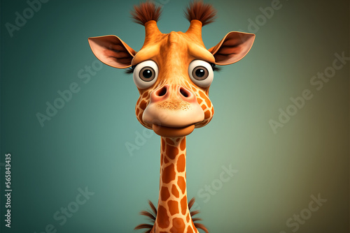 Giraffe cartoon, funny giraffe, giraffe head, giraffe face, giraffe character. Isolated background. Illustration. Generative AI