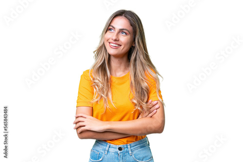 Young Uruguayan woman over isolated background happy and smiling photo