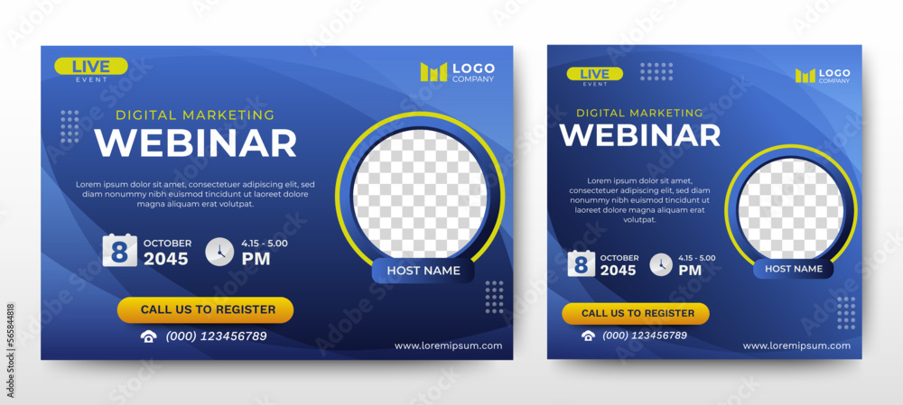 Online Business live webinar banner invitation and social media post template. Business webinar invitation design Online Business live webinar banner invitation and social media post template. Business webinar invitation design