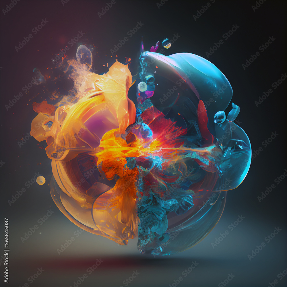 Fusion reaction at infinity, created with Generative AI technology ...