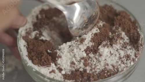 cocoa powder mixed with cassava flour to make cookies photo