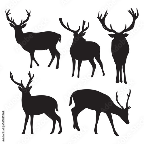 Set of deer silhouette vector