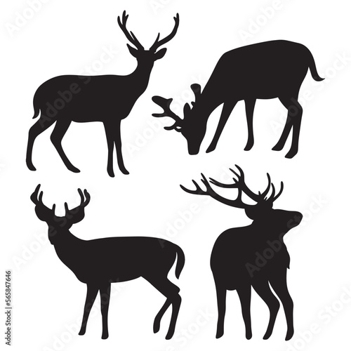 Set of deer silhouette vector