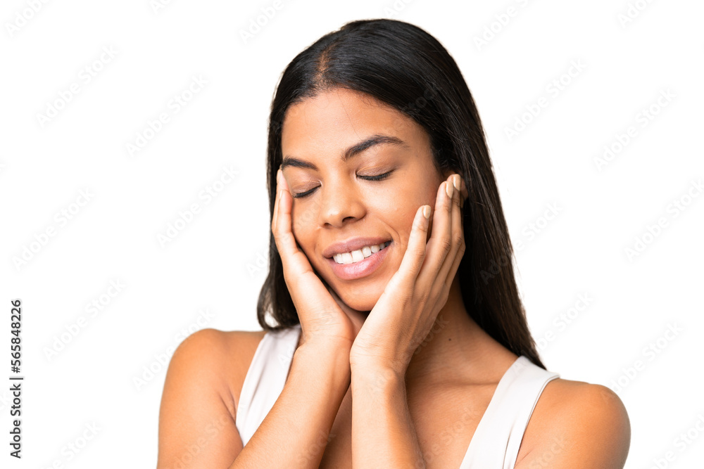 Young woman over over isolated chroma key background . Portrait Young woman over over isolated chroma key background . Portrait