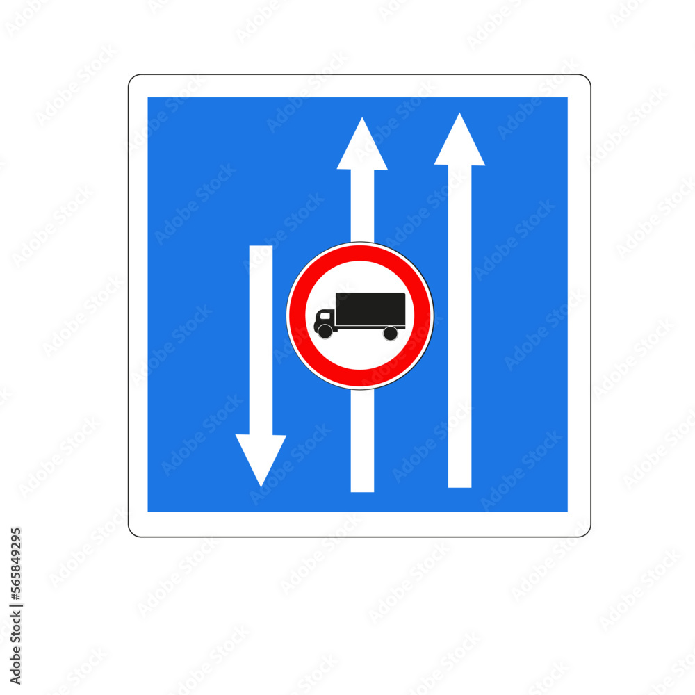 Panneau routier : Conditions de circulation particulières dans la voie centrale Panneau routier : Conditions de circulation particulières dans la voie centrale