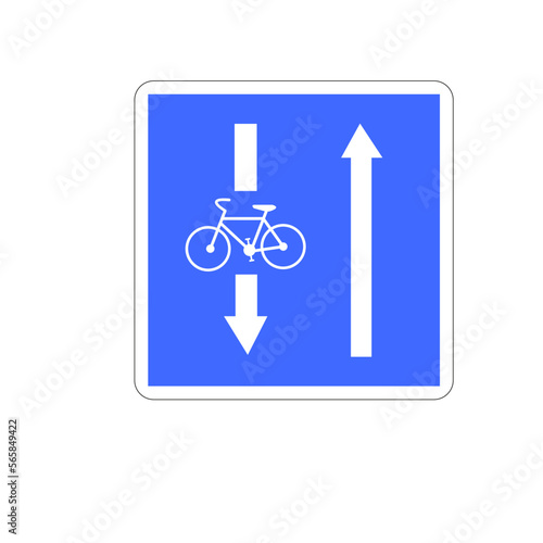 Panneau routier, circulation à double sens avec sens inverse réservé aux cyclistes