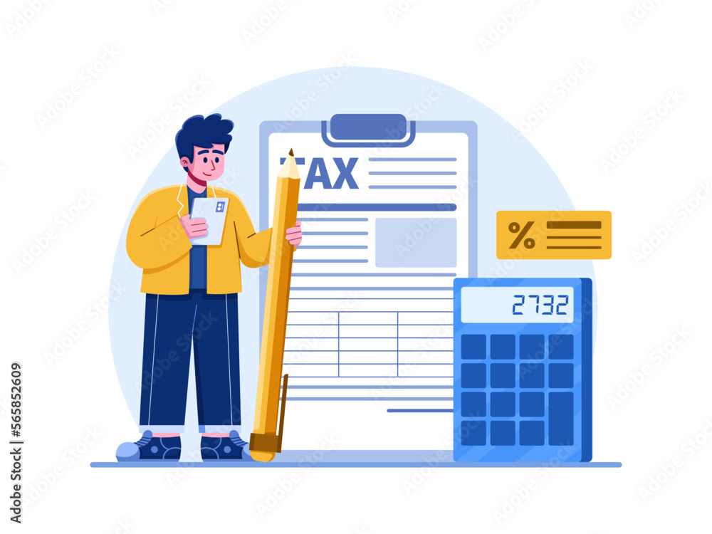 Illustration of person filing a tax form and also calculating taxes.
Filling Tax Documents.
Financial Tax documents forms and calculations.
Can be used for web, landing page, infographic, apps, etc Illustration of person filing a tax form and also calculating taxes.
Filling Tax Documents.
Financial Tax documents forms and calculations.
Can be used for web, landing page, infographic, apps, etc