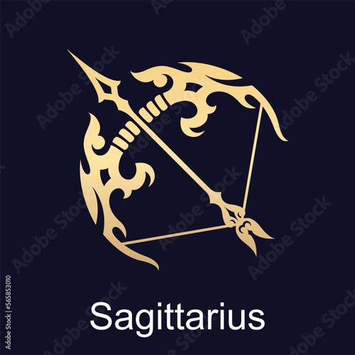 Sagittarius symbol of zodiac sign in luxury gold style