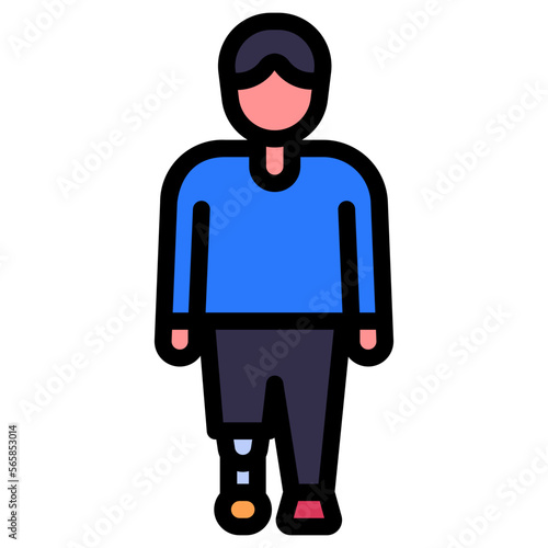 handicap man with prosthetic leg illustration