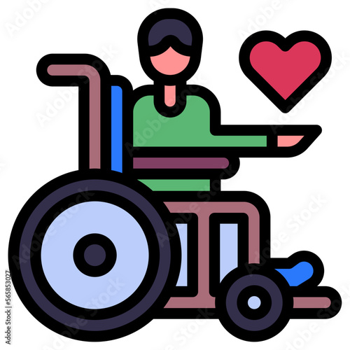 disabled person in wheelchair with love illustration