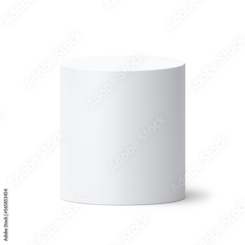 White cylinder podium isolated on 3d png background with empty pedestal stage minimal concept or blank product display platform stand geometric object and simple show modern mockup presentation scene. photo