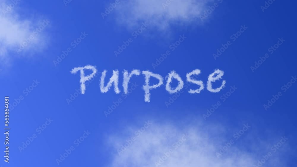 Purpose Text or Word with Cloud Effect Symbol Animation on Blue Sky Purpose Text or Word with Cloud Effect Symbol Animation on Blue Sky
