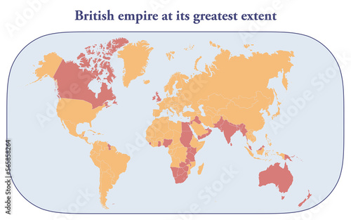 Fototapeta Map of the British empire at its greatest extent in 1920