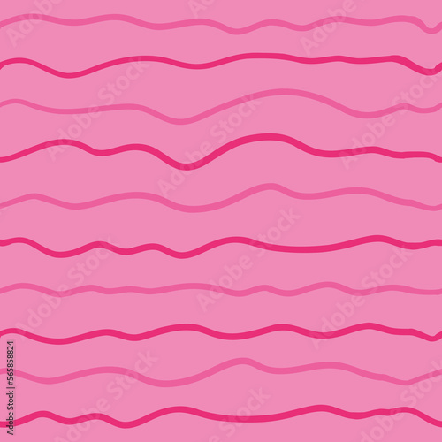 Wave line seamless pattern. Vector illustration isolated on pink background.