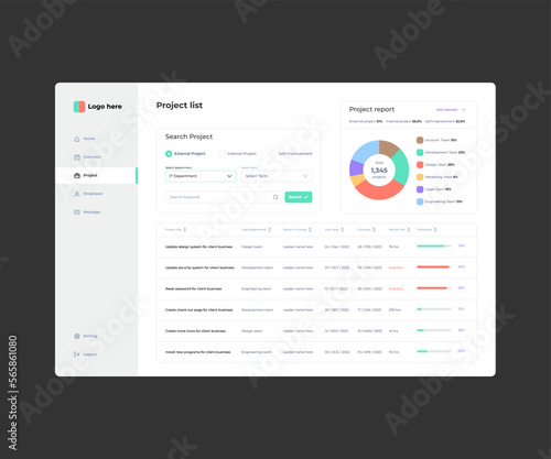 Project list page design template