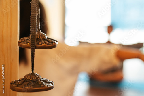 bells close-up Tibetan singing bowl in sound therapy