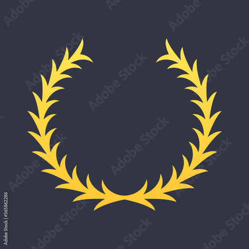 Royal Golden Laurel Wreath Icon Isolated Vector Illustration