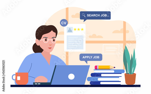 Job seeker search job in online or internet, Apply jobs online Find a job concept.