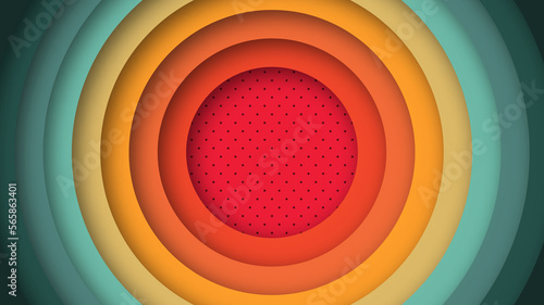 Abstract 1970s 1960s and 1950s background design in the form of circles with perforations in retro style.  illustration. Copy space for text.