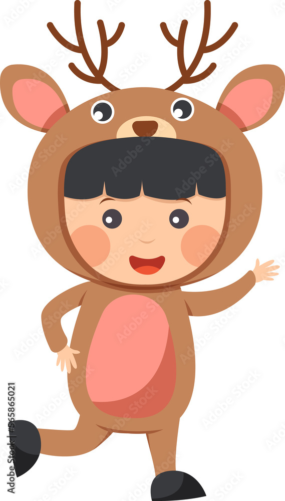 Happy child is wearing Deer animal costumes Happy child is wearing Deer animal costumes