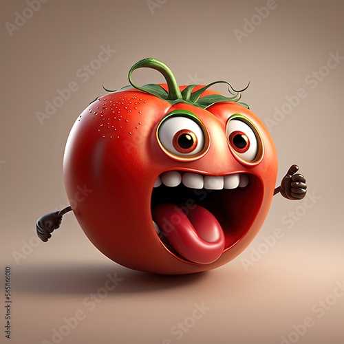 Silly red tomato cartoon character