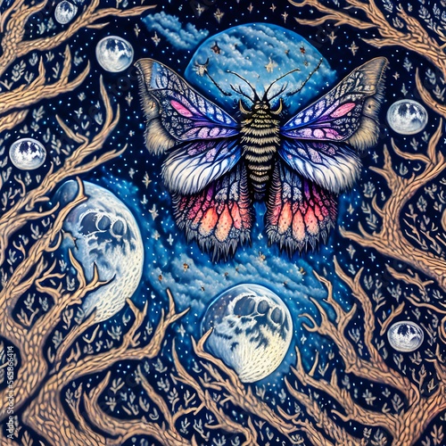 Deathhead Moth, Generative AI Illustration