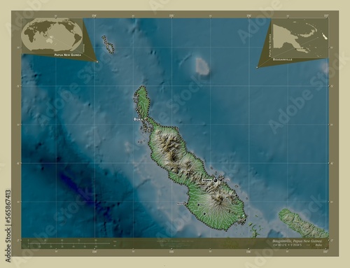 Bougainville, Papua New Guinea. Labelled points of cities photo