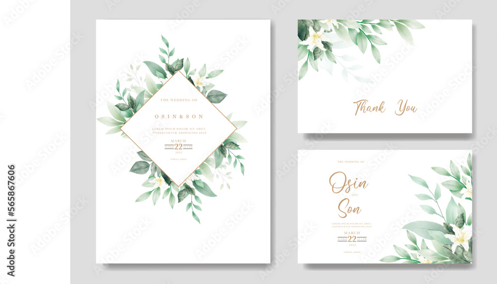 Beautiful Watercolor Floral Wedding Invitation Card Template