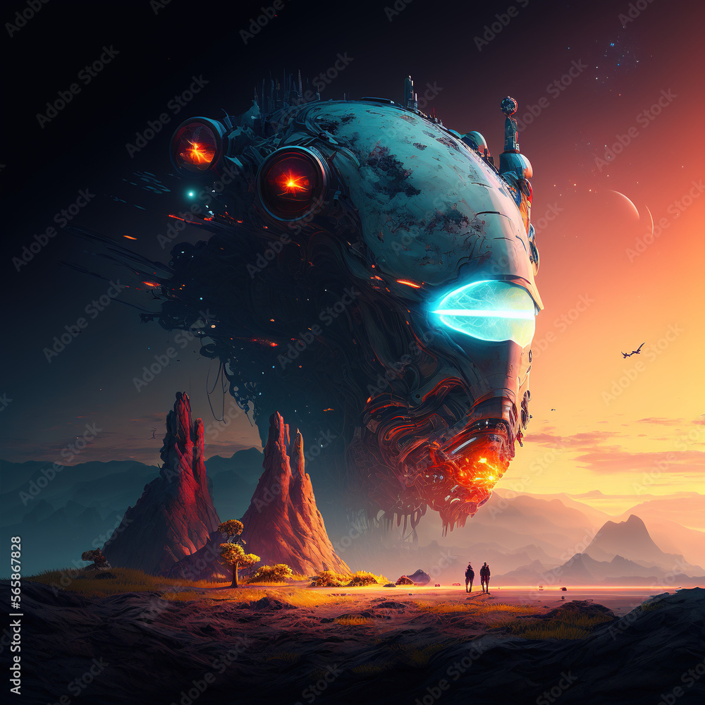 Obraz premium Atmosphere on extraterrestrial planets as background idea for sci-fi theme.Generative Ai