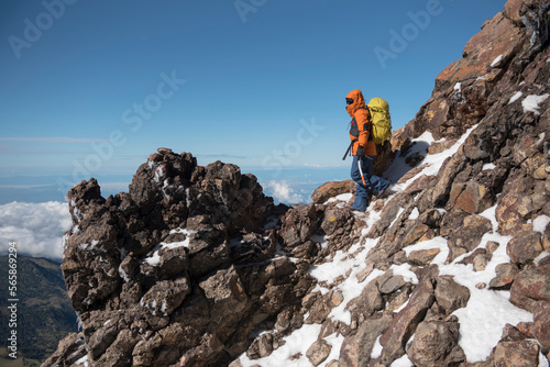 Climbing Iztaccihuatl volcanoÂ in Puebla, Mexico photo