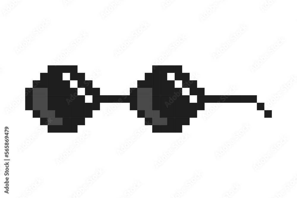 Fototapeta premium Pixelated boss glasses, bandit pixel glasses, gangster pixelated sunglasses. Vector illustration.