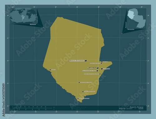 Boqueron, Paraguay. Solid. Labelled points of cities