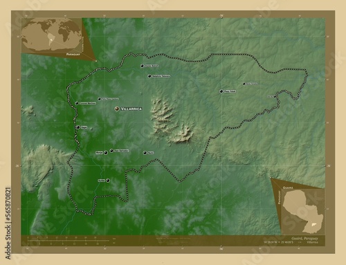 Guaira, Paraguay. Physical. Labelled points of cities photo