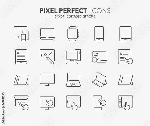 personal devices thin line icons