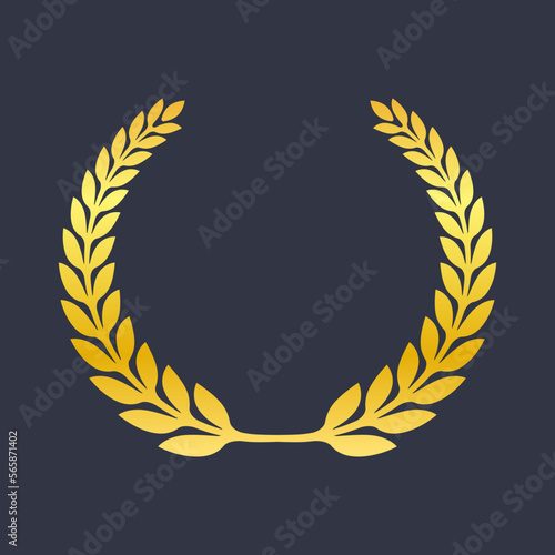 Golden Leaf Wreath Victory Symbol Icon Vector Illustration