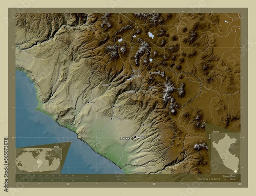 Tacna, Peru. Labelled points of cities photo