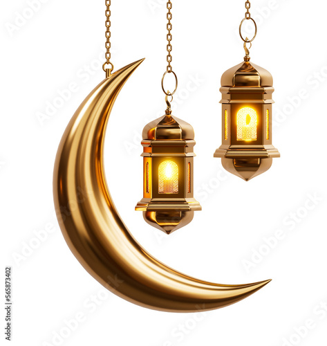 Wallpaper Mural Golden moon and islamic lantern cutout Torontodigital.ca