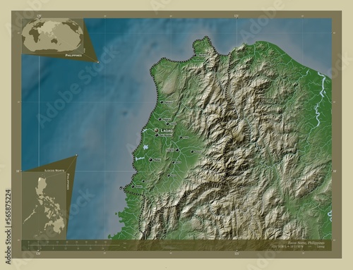 Ilocos Norte, Philippines. Labelled points of cities photo