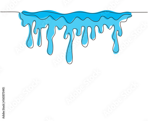 Continuous one line drawing liquid drop. Water blot, splashes, blobs. Stain of paint flowing and drips. Abstract aqua shapes isolated on white background. Single line draw design vector illustration