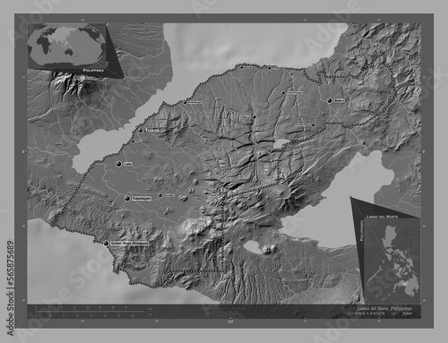 Lanao del Norte, Philippines. Bilevel. Labelled points of cities photo