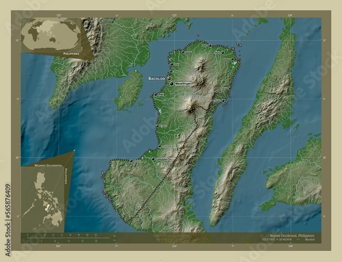 Negros Occidental, Philippines. Labelled points of cities photo