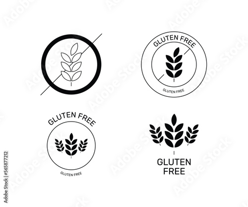Gluten free icon vector set. Gluten free stamps
