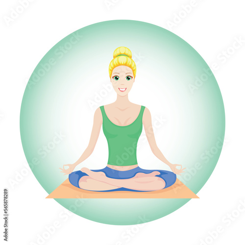 Yoga practice strengthens health and disciplines the body  good mood  girl  lady  smile  plasticity  flexibleness  health  immunity  beauty  vector  illustration