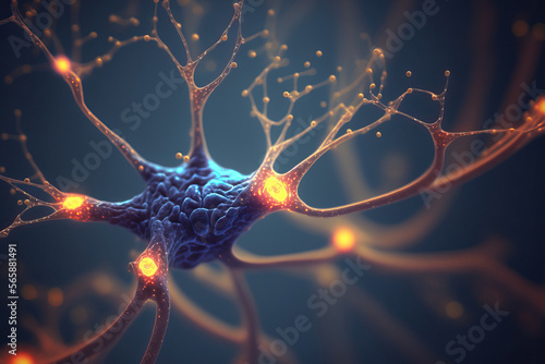 neurons and synapse like stuctures depicting brain chemistry, generative AI