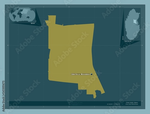 Umm Salal, Qatar. Solid. Labelled points of cities photo