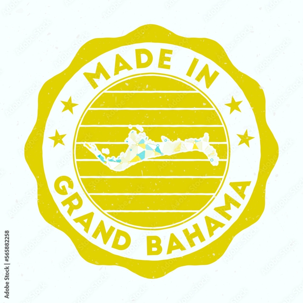 Made In Grand Bahama. Island round stamp. Seal of Grand Bahama with