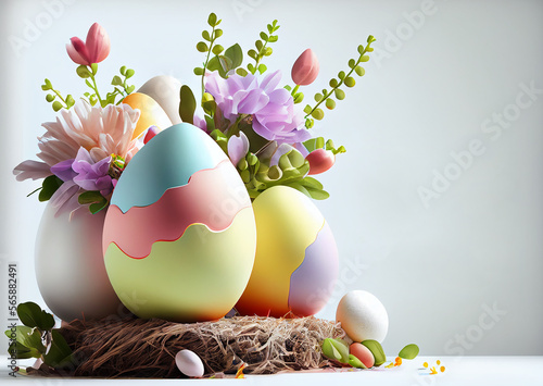 Easter Background with Place for Text. Illustration AI Generative