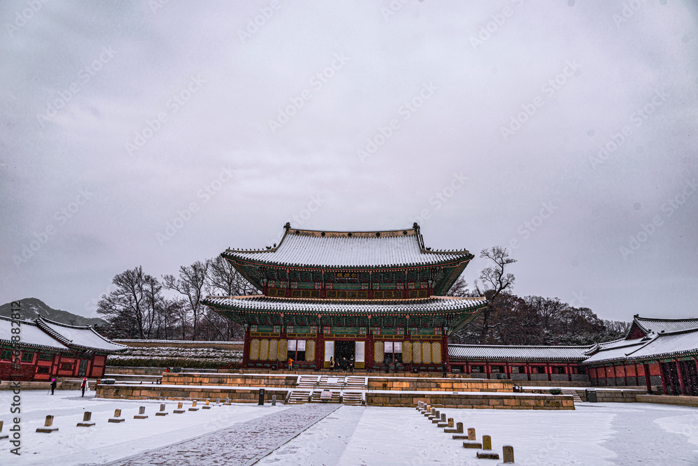 Snowy day in Changdeokgung Palace, Seoul, Korea