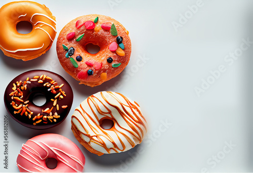 Sweet Glazed Donuts Illustration AI Generative