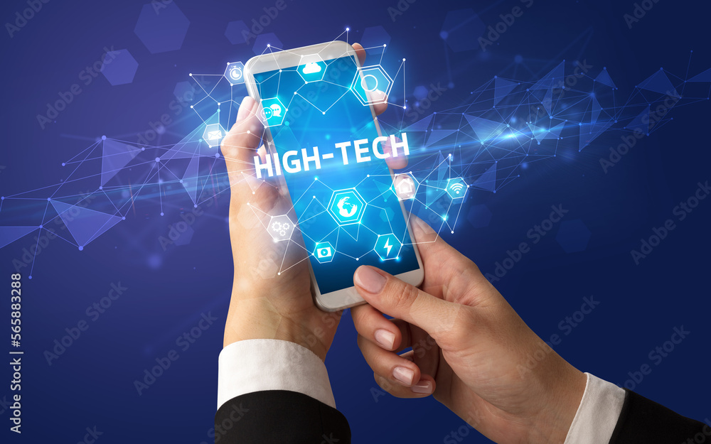 Hand using smartphone with technology concept Hand using smartphone with technology concept